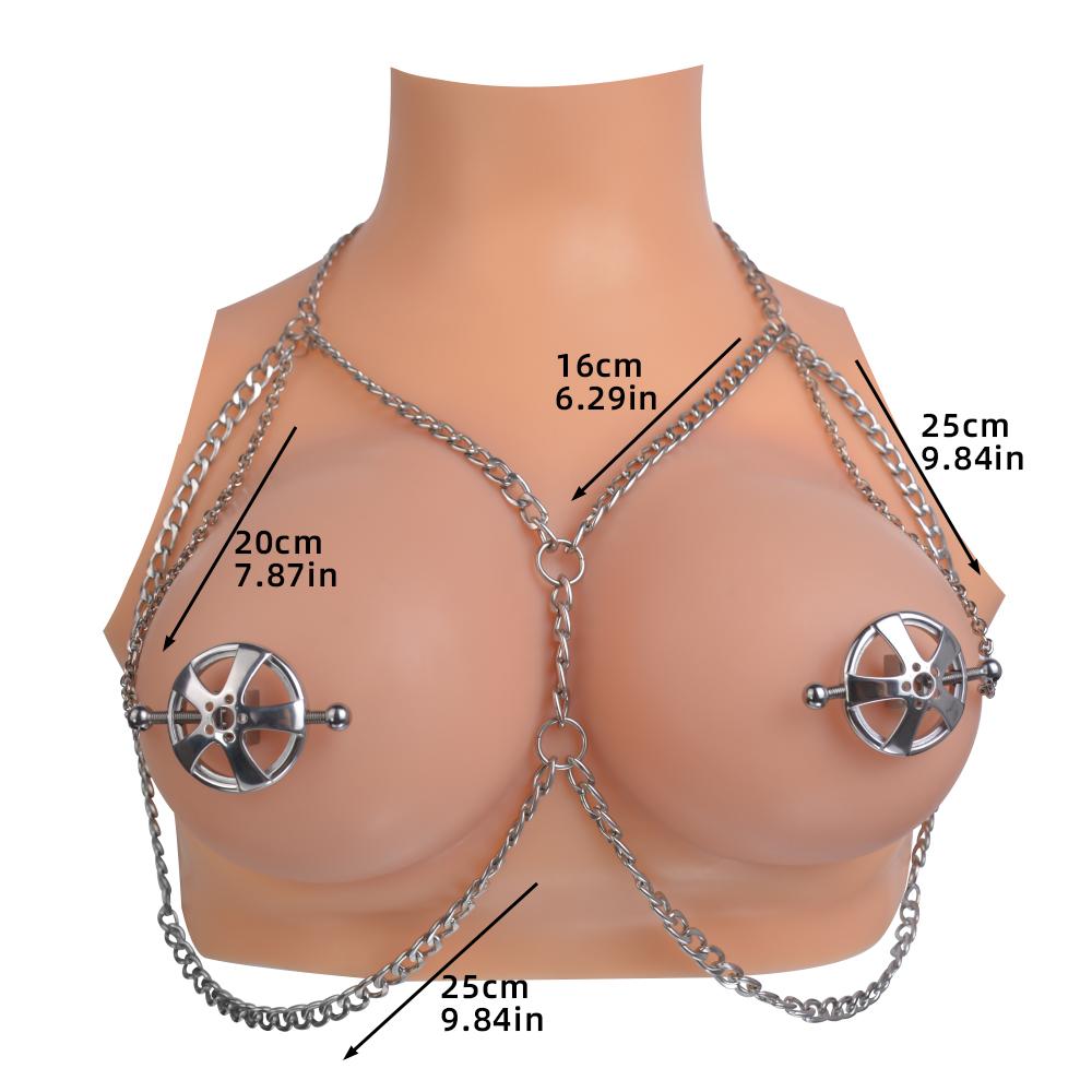 QKKQ 304 Stainless Steel Nipple Clamps Strapon Steel Chain Sexy Underwear Lingerie BDSM Breast Bondage Clips Nipple Clamps