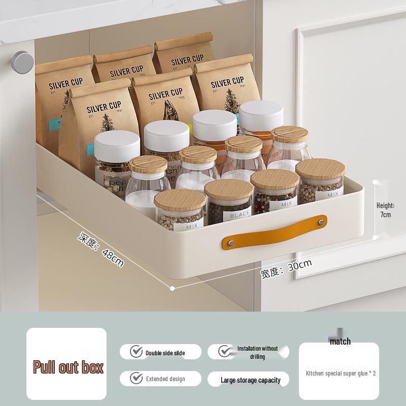 Auszugbarer Topf- und Pfannenorganizer aus Edelstahl mit Besteckfach und Geschirrständer