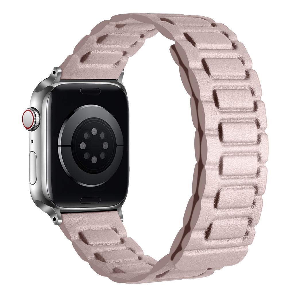 Watch Band For Apple Watch Series 10 9 8 7 SE 6 5 4 3 2 1 42mm 41mm 40mm 38mm 3-Bead Magnetic Leather Strap
