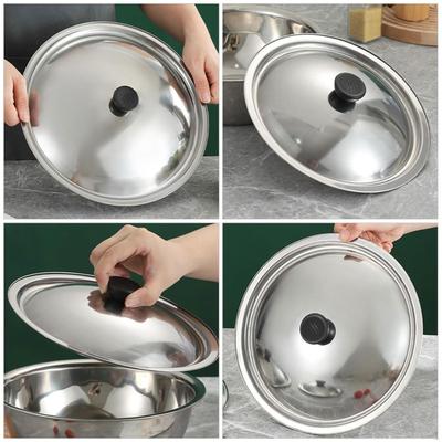 Stainless Steel Frying Cookware Lid Home Use Heat Resistant Rustproof Easy Assembly with Handle