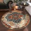 Retro Round Carpets Soft Anti-slip Easy To Clean Bohemia Sofa Rug Living Room Bedroom Floor Mat Yoga Mat Gift Home Decor