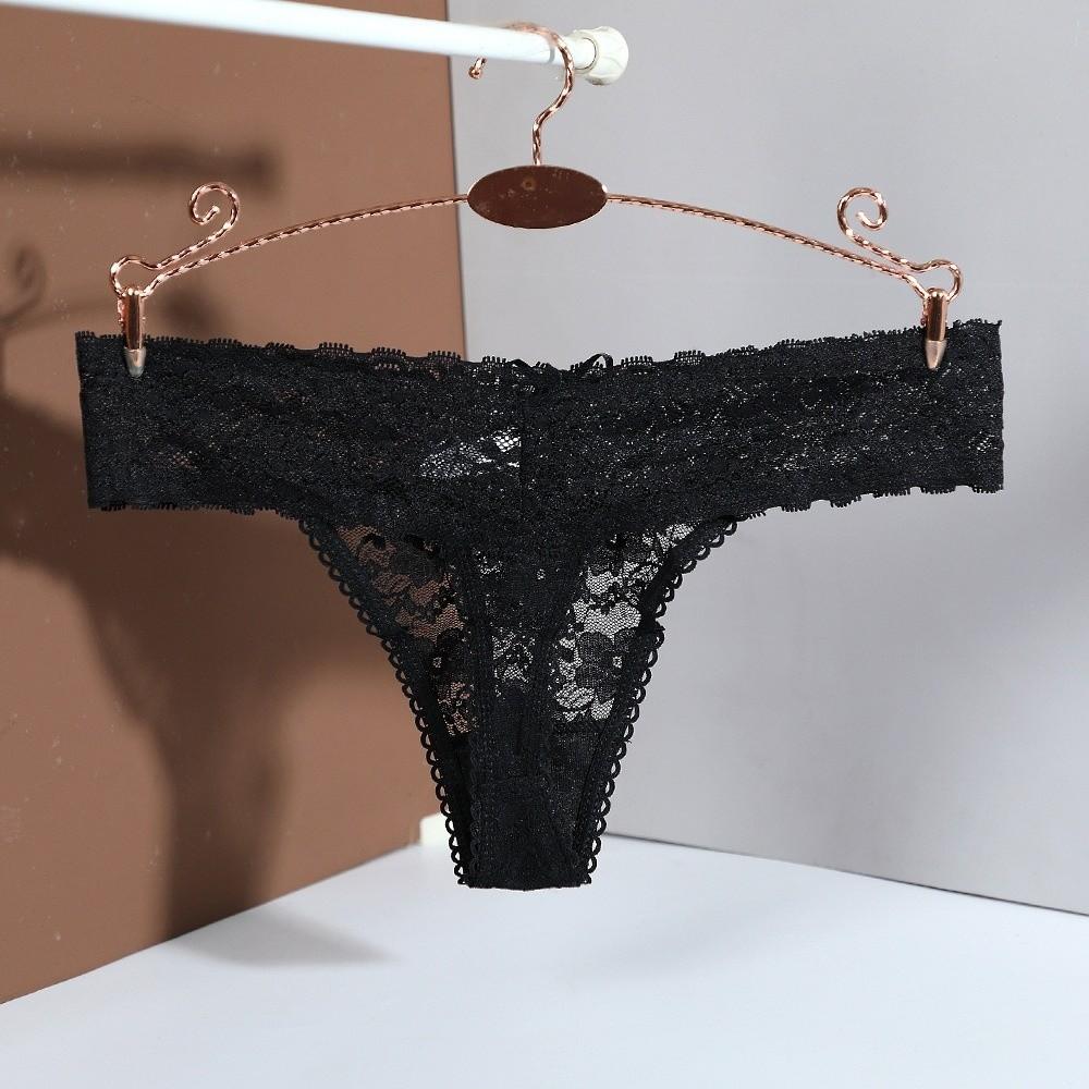 Mid Waist Lace Thong Panties Sheer Floral Underpants Women Lace Flower Briefs  Intimate Apparel