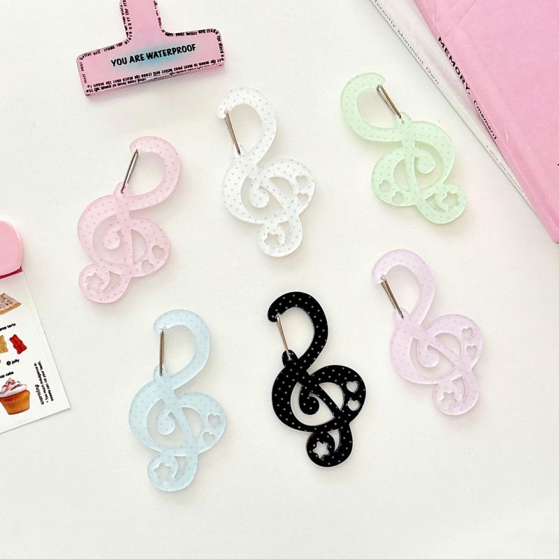 Polka Dot Musical Note Shape Carabiner Mountaineering Buckle Acrylic Candy Color Buckle Keychain Multipurpose Keyring Hook