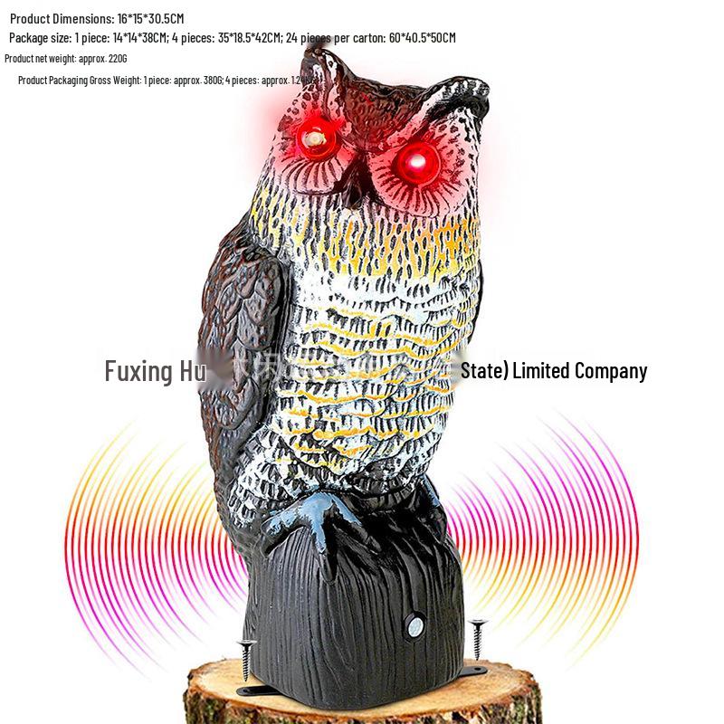 Garden Owl Bird Repellent Ornament - Realistic Head-Turning Design for Outdoor Decoration