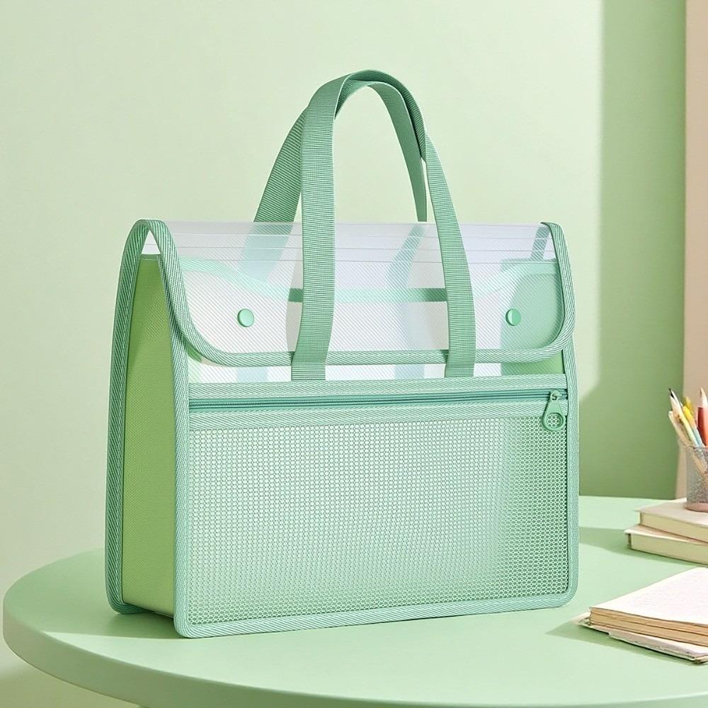 Waterproof File Storage Bag with Transparent Panel Document Organizer Office Supplies