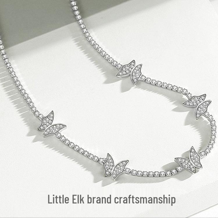 2021 Stilvolles silberbeschichtetes Strassschmetterling-Choker-Halsband
