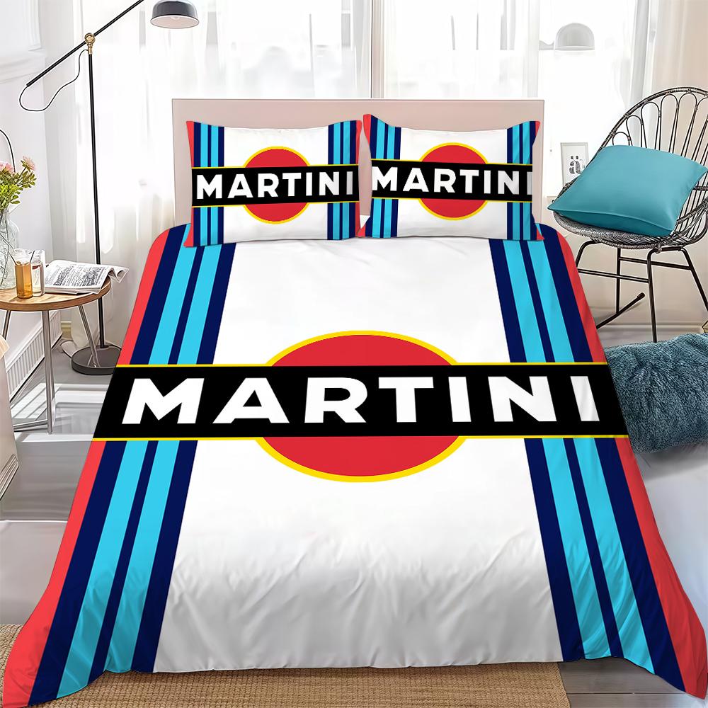 Martini Racing Stripe Duvet Cover Set Home Style Bedding Soft Laundry Cotton Bed 3 Piece Set Student Dormitory Gift