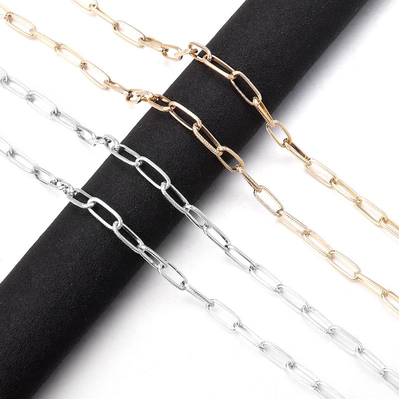5 Yards/Roll Aluminium Paperclip Chains Ripple Oval Cross Chain for Necklace Bracelet Bag Gifts DIY Jewelry Making Components