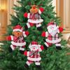 4pcs Cute Cartoon Christmas Plush Hanging Ornaments Smiling Santa Snowman Christmas Tree Decorations Festive Party Home Decor