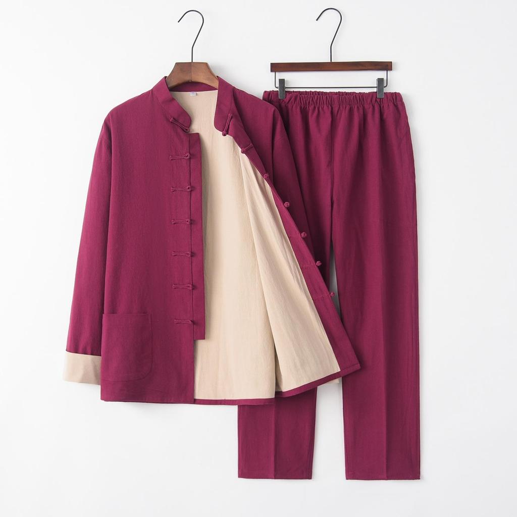 Kung Fu Tai Chi Uniform Oriental Fashion Clothing Sets Traditional Chinese Style Men Cotton Linen Tops Pants Hanfu Tang Suit