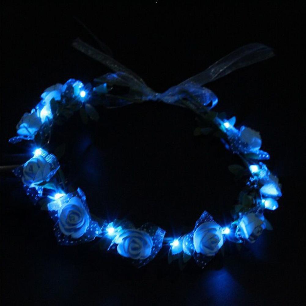 Hawaii LED Licht Leuchtendes Stirnband Künstliche Blume Leuchten Leuchtende Girlande Krone Kranz Hochzeit Haarband Frauen Mädchen Kopfschmuck