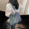 Borsa Tote in Denim a Quadri con Frange Vintage per Donna Grande Capacità Design a Stella Borsa a Spalla Borsa a Mano Casual