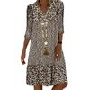 Suvised keskpikkusega kleidid naistele V-kaelusega, trükitud, keskmise pikkusega varrukatega