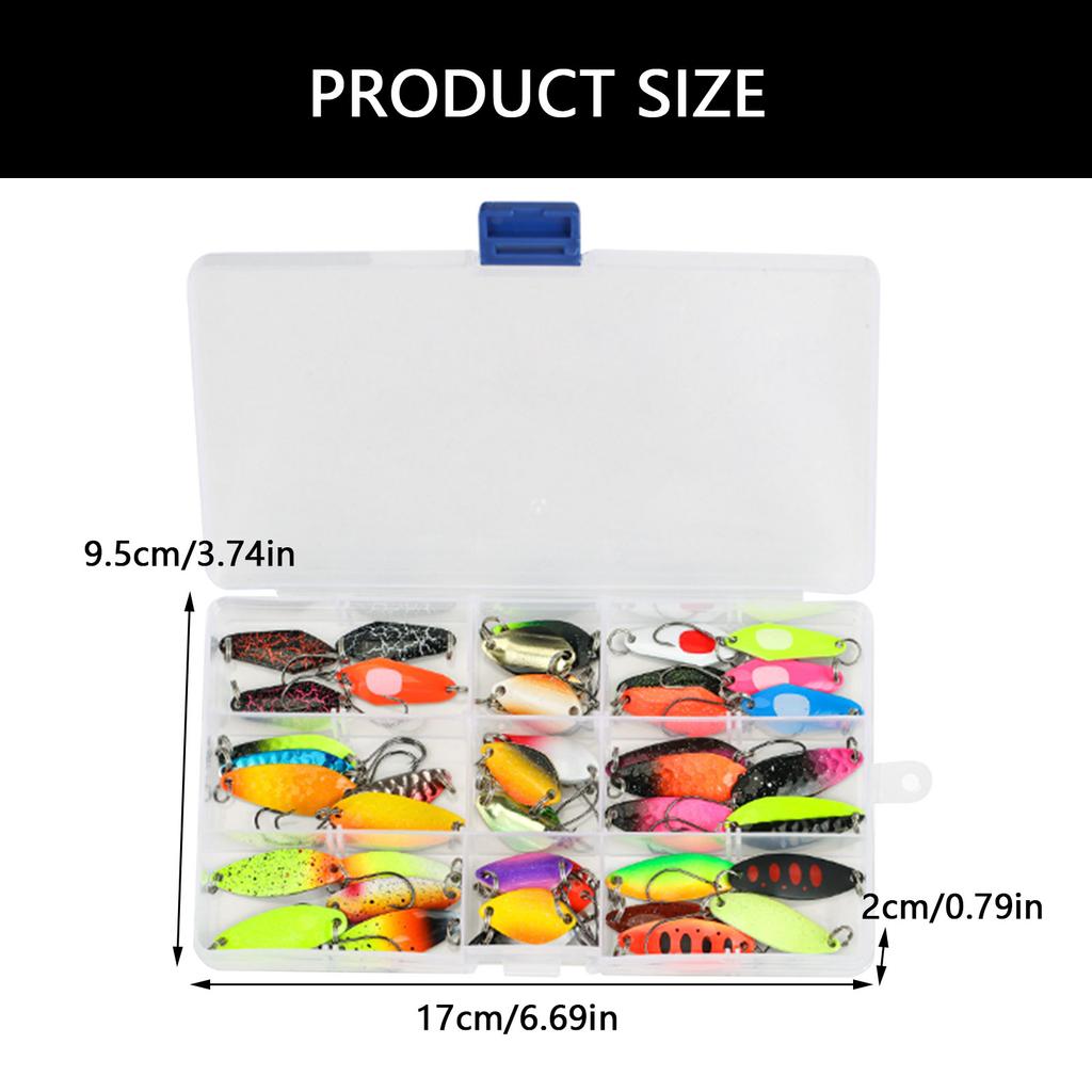 43Pcs Metal Spoon Fishing Baits Sequined Fishing Spoon Lure for Bass Trout Single Hook Wobbler Casting Spinner Baits