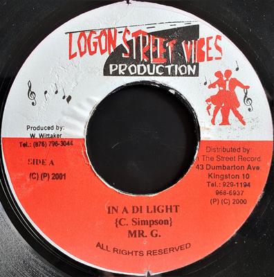 7inch Record MR. G - In A Di Light NONE Logon Street Vi 2001 Jamaica Reggae, Ska & Dub Used