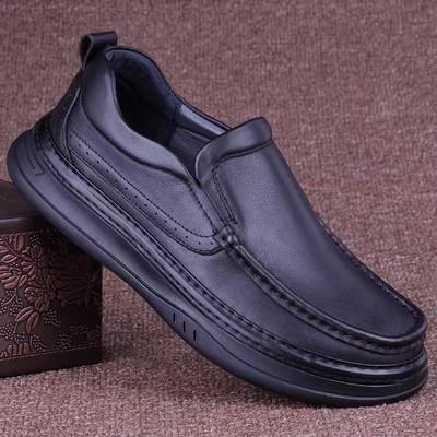 Autumn breathable cowhide casual men's leather shoes genuine leather winter velvet solid soft-soled casual leather shoes