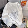ZOSOUL Floral Print Fleece-Lined Sweatshirt