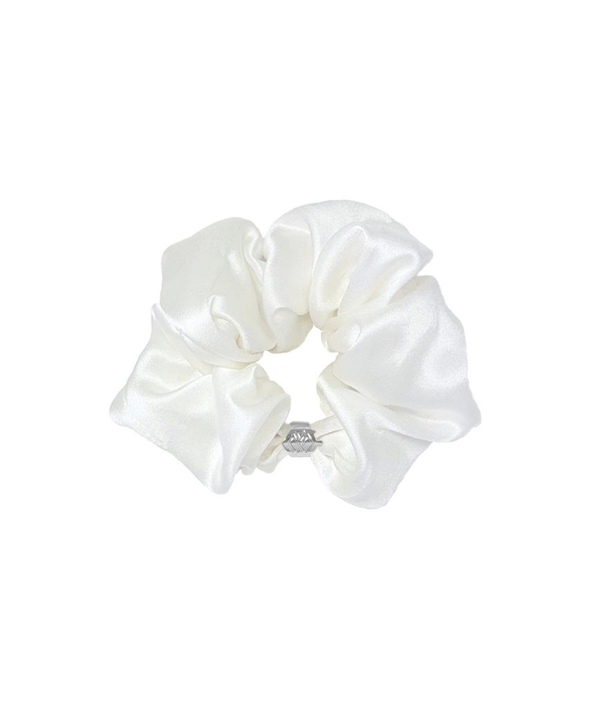 Aphrose Logo Frame Silk Scrunchie (White)