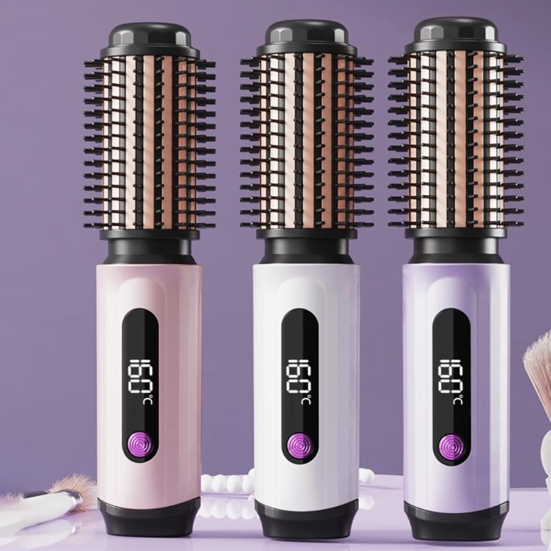 Fast Heating Wireless Curling Brush with Straightening Feature ABS Texture Wireless Appliance for Safe Hair Styling