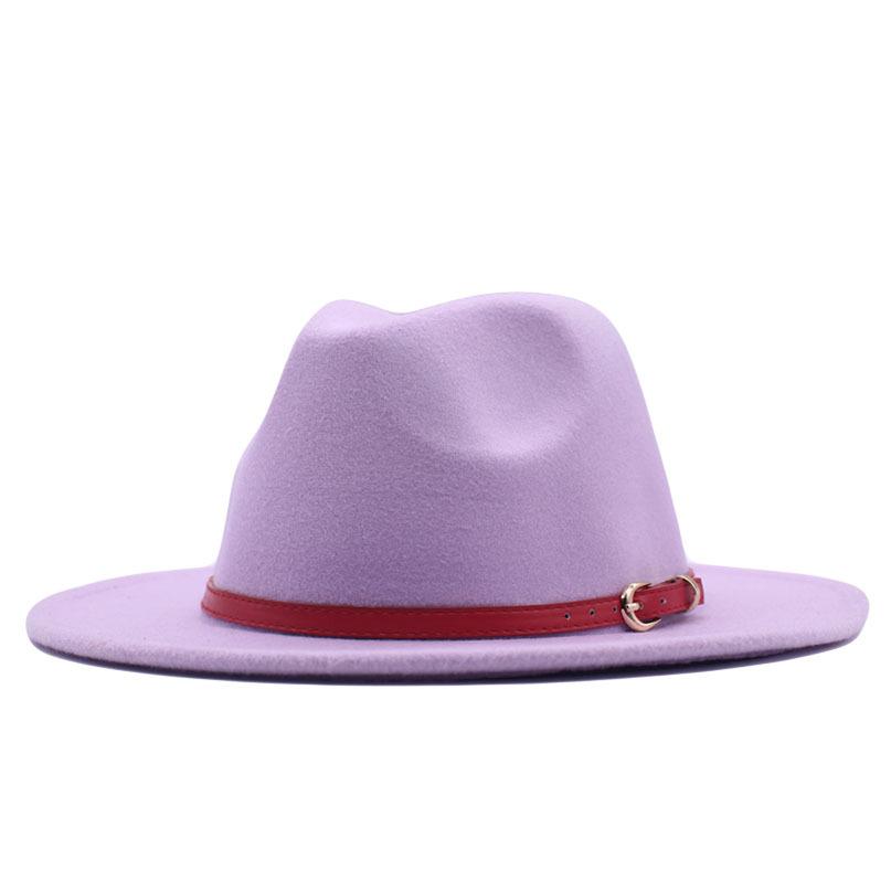 European and American style spring and autumn winter imitation felt big brim hat British retro woolen top hat men's and women's travel Panama jazz hat