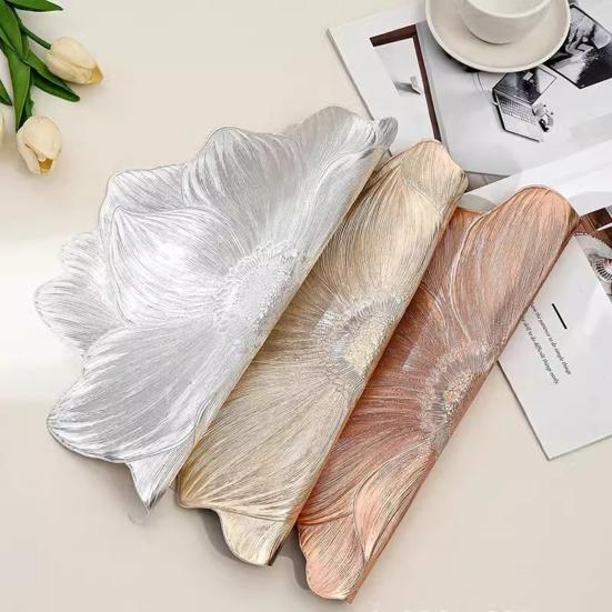 PVC Bordbrikker Lotus Sklisikker Skålunderlag Fortykket Varmebestandige Brikker for Kopper Skåler Vanntett Vaskbar Bordbeskyttere Hotell Hjem Spisedekor