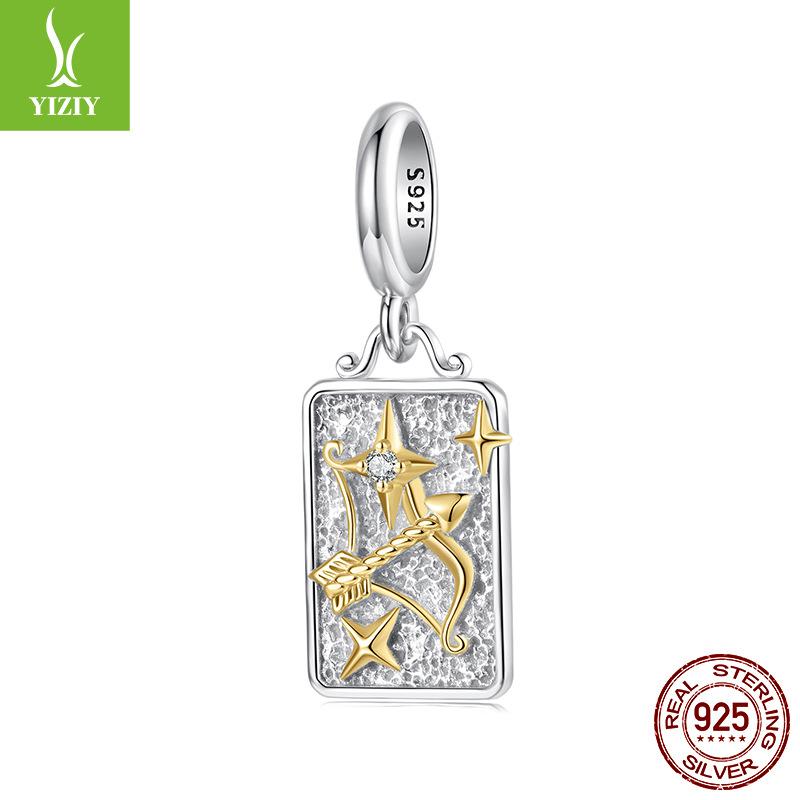 S925 Sterling Silver Twelve Constellations Pendant Jewelry Accessories Personalized Versatile Diy Beads