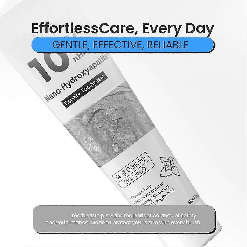 Pasta de dientes con Nano-Hidroxiapatita al 10% para Protección Avanzada del Esmalte y Fortalecimiento Dental, Menta Suave, Aliento Fresco, Pasta de Dientes sin Flúor para Sen