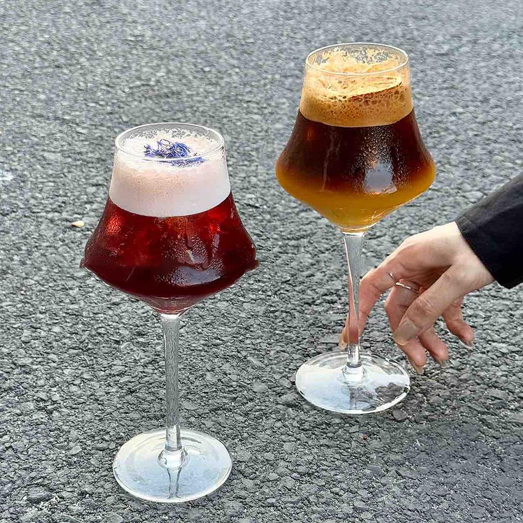 Verre à Cocktail à Tige Haute Design Minimaliste de Niche Verre à Vin Transparent Créatif Rétro Tasse en Verre Tasse à Café Spéciale