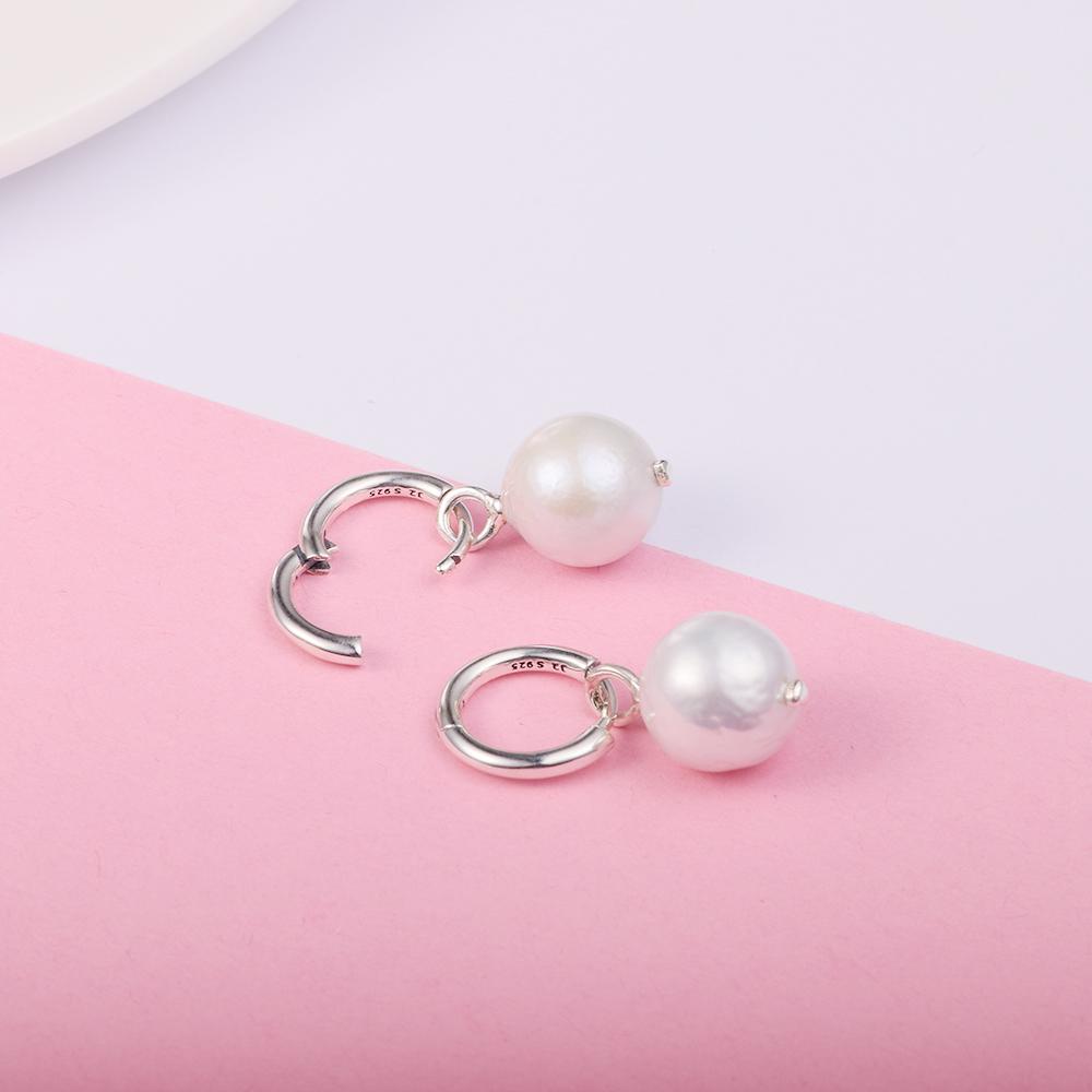 Creolen mit barocken Süßwasser-Zuchtperlen, 925er-Sterlingsilber, Hochzeitsohrringe für Frauen, edler Schmuck