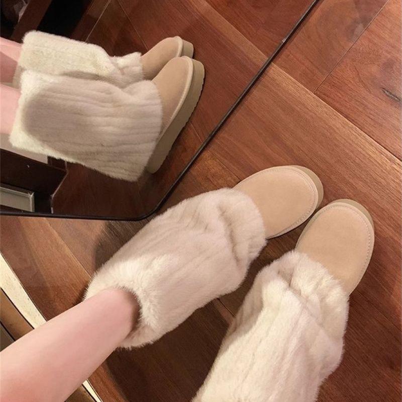 Fashion Mid Calf Large Size Warm Round Toe Platform Plush Women's Snow Boots Winter Fashion 2025 Trend Y2k Novelty on Offer Ladies Shoes