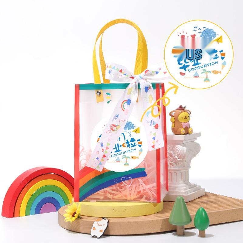 Kindergarten Party Favor Gift Bag with Transparent Handle for Back-to-School and Birthday.