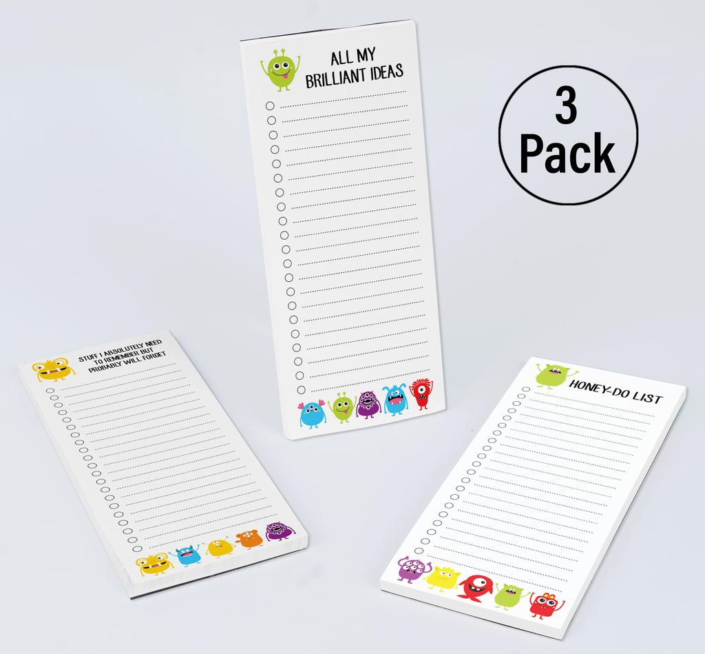 Inkdotpot Pakke med 3 magnetiske notisblokker for gjøremålsliste til kjøleskap - Magnetiske notisblokker for kjøleskap-  (50 ark