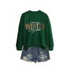 Womens Long Sleeve Round Neck Graphic Print Loose Fit Sweatshirt Casual Fashion Top