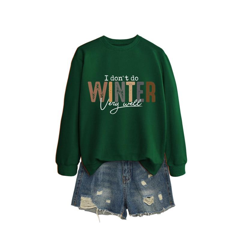 Womens Long Sleeve Round Neck Graphic Print Loose Fit Sweatshirt Casual Fashion Top