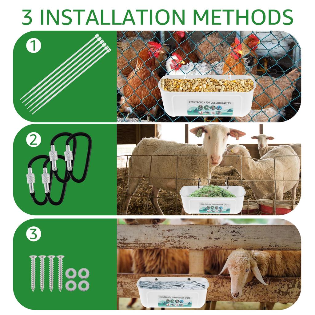 2 Stück Hängender Hühnerfutterspender BPA-frei Geflügelfutterbehälter Einfach zu installieren Ziegenfutterspender Mehrzweck-Futtertrog für Ente Ziege