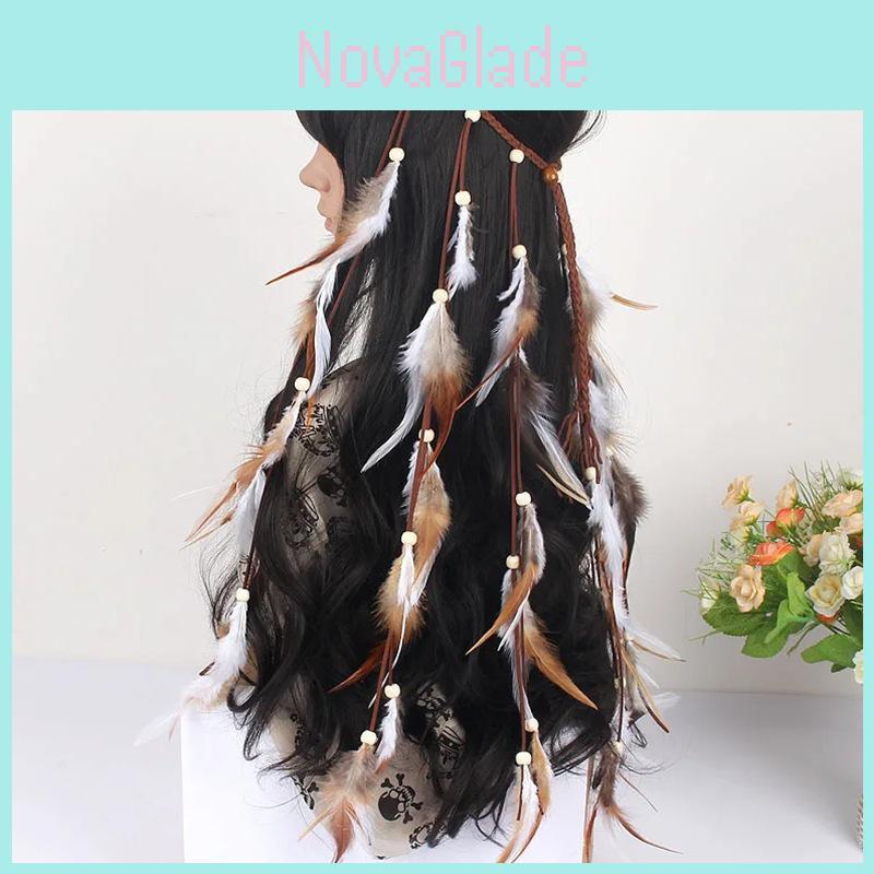 Bohemian Feather Headband With Long Tassels Handmade For Festival And Travel Gift
