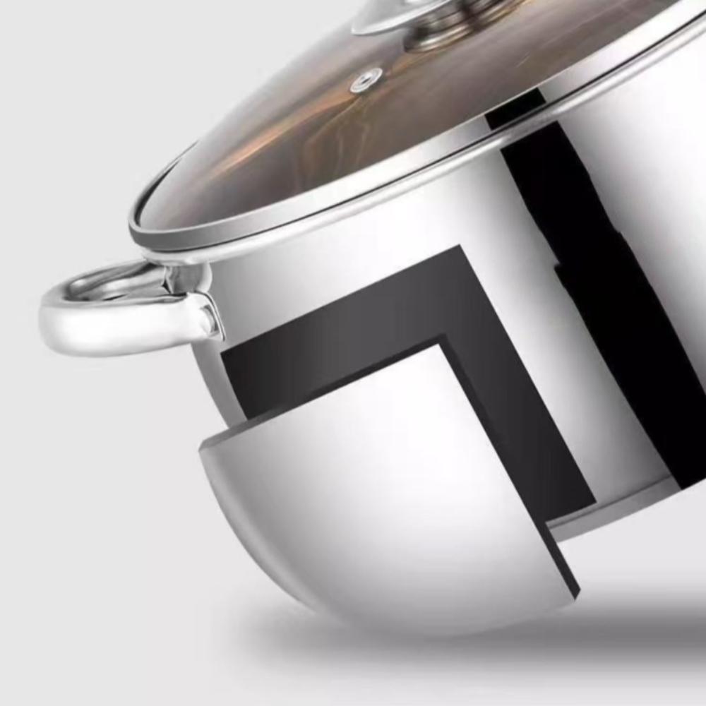 With Glass Lid Soup Pot Stainless Steel Outdoor Cooking Pot Saucepan  Induction Cooker Gas