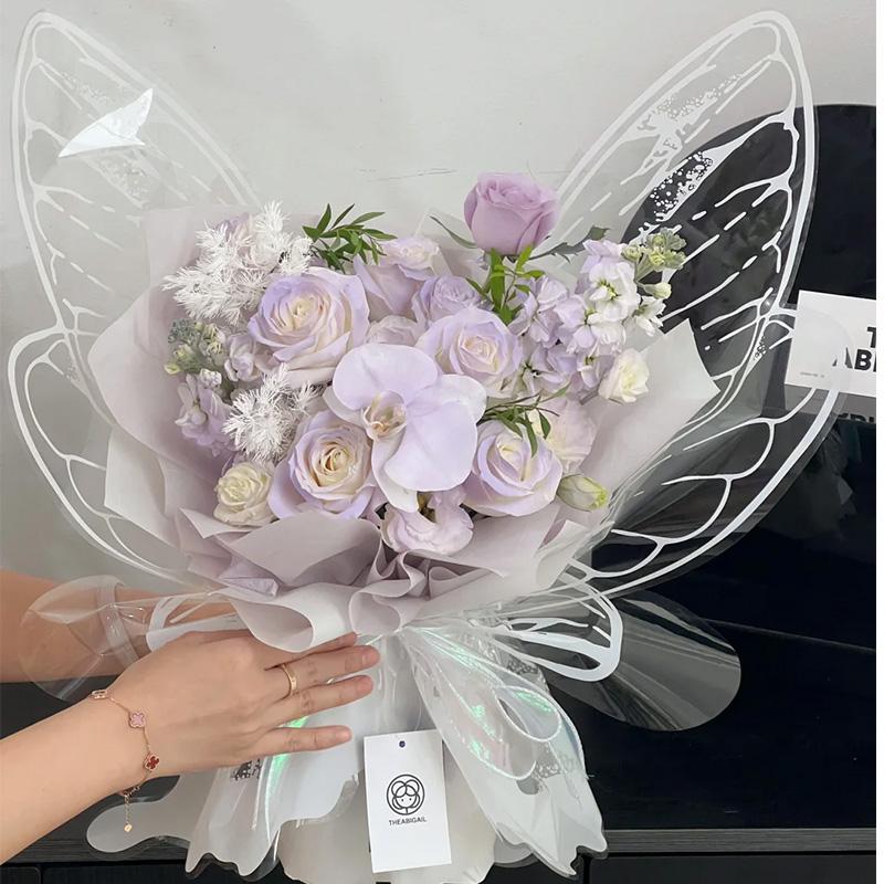 24 Stück Schmetterlingsflügelform Blumenverpackpapier Sträuße Verpackungsmaterial Hochzeit Geburtstagsfeier DIY Geschenk Dekorationszubehör