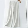 High Waist Slimming Cotton Linen Wide Leg Casual Pants Women Button Detailing Summer Comfortable Long Trousers