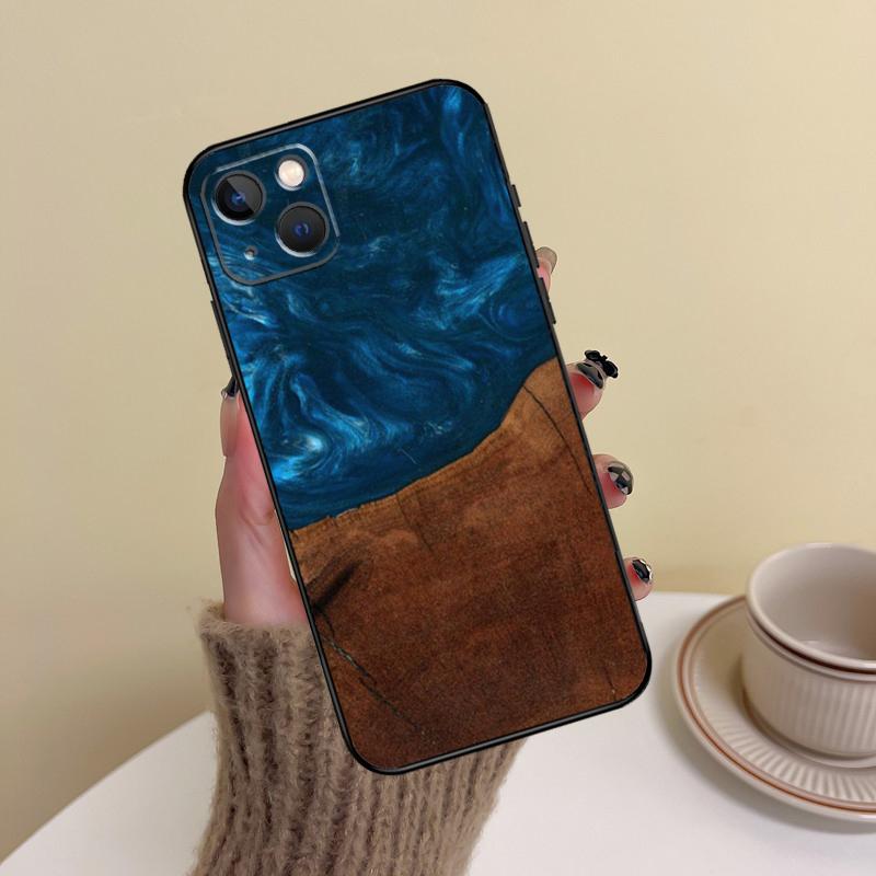 Wood Resin Pattern Phone Case For iPhone 15 Pro Max 11 12 13 14 16 17 Pro Max Mini Plus 16e 17 Air Cover Funda