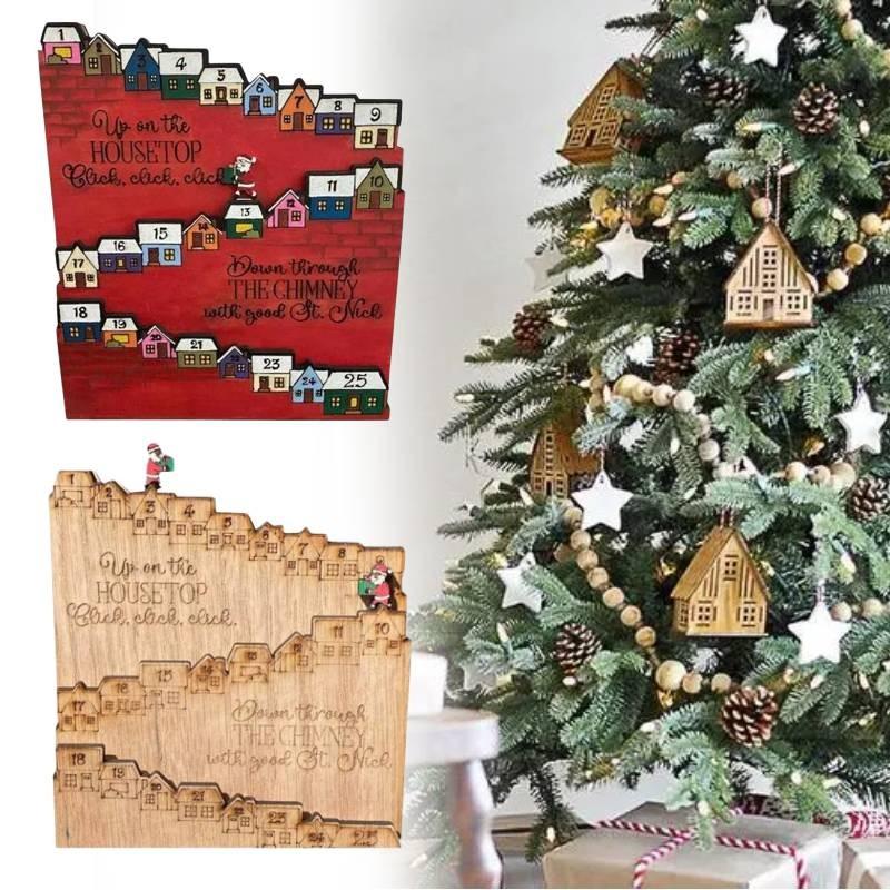 Christmas Countdown Calendar Ornaments Santa Castle Desktop Decoration Crafts