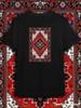 TeeSensation Black Crew Neck Short Sleeve T-Shirt with Traditional Persian Carpet Pattern Print