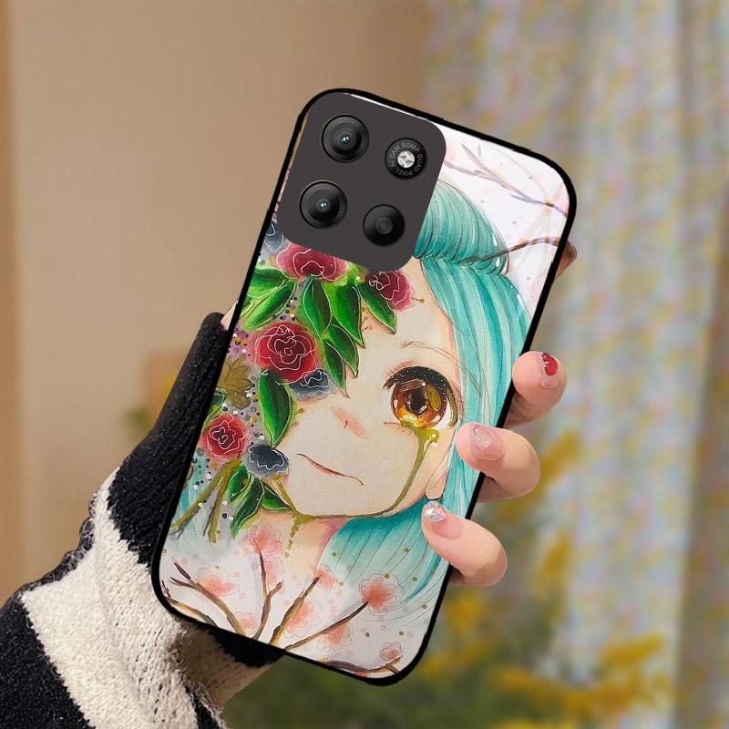 Para Motorola Moto G15 Capa Vidro Temperado Anti Queda Capa de Telefone Para Moto G 15 MotoG15 Capa Protetora Resistente a Choques Concha Dura de PC Bumper Traseiro