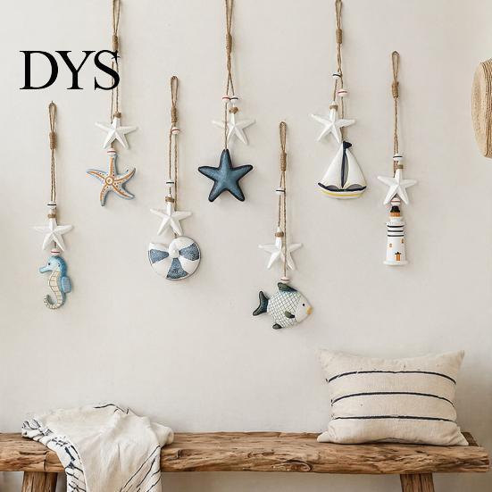 Nautical Wall Decor Wooden Starfish Hanging Decoration, Coastal Ornament, Ocean Boho Style Art Theme for Home Beach Lake House Sea Ornaments