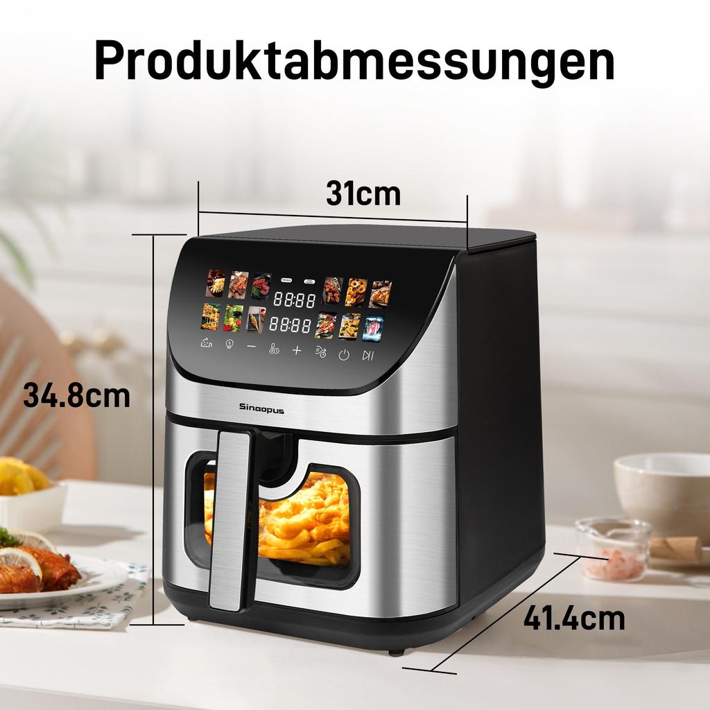Air Fryer XXL Airfryer 8.5L Airfryer with Viewing Window & Color Display, 12 Programs, Color LED Touchscreen, Easy Cleaning