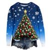 Ladies' Christmas Printed Long Sleeved Round Neck Hoodie Loose Top