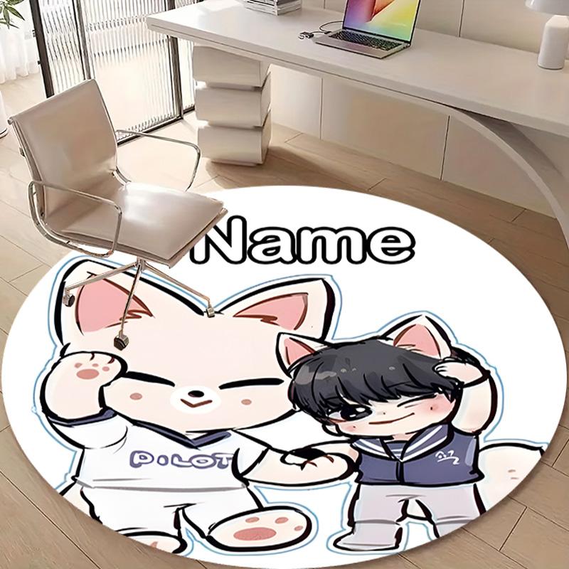 Personalized K-Kpop Team Round Chair Office Rug - Perfect for Mat, Office Chair & More - Ideal Gift for Birthdays and Holidays