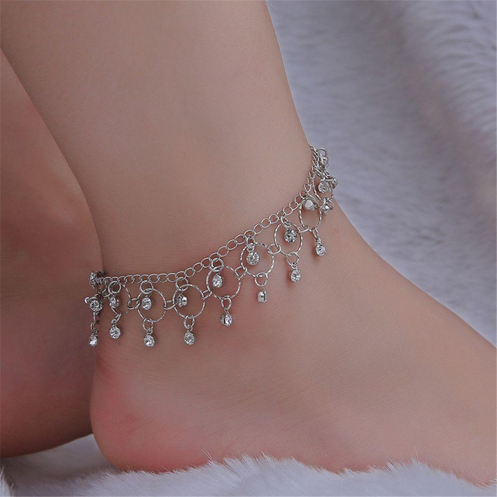 Jewelry Gift Stylish Alloy Yoga Dance Tassel Zircon Foot Chain Anklet