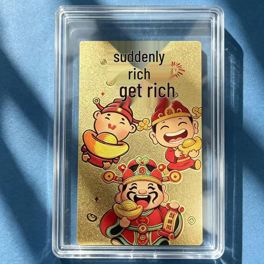 Golden God of Wealth Phone Sticker: Attract Timely Luck & Smooth Momentum with Gold Leaf Foil