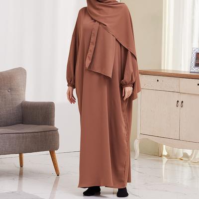 Müslüman Abaya Tek parça Namaz Elbise Kapşonlu Büzgülü Kollu İslami Giyim Kadın Jilbab Dubai Suudi Siyah Elbise Türk Tevazu
